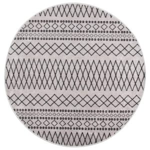 gulvtæppe Ï120 cm skridsikkert og vaskbart sort og hvid
